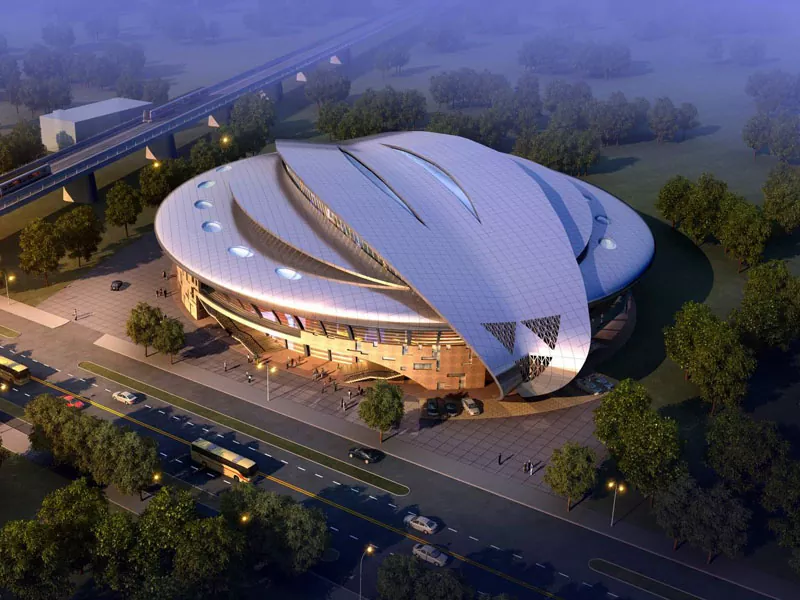 Construcció de l'estadi prefabricat amb estructura d'acer