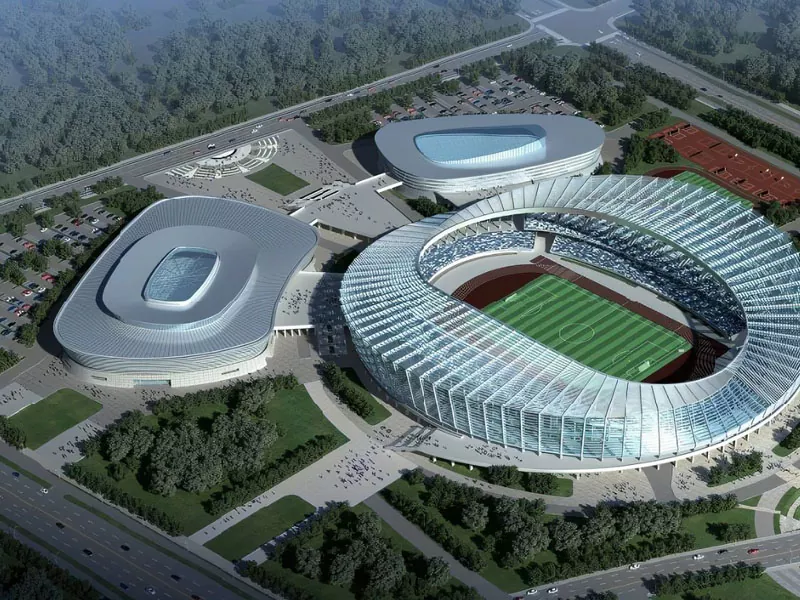 Estructura d'acer per al complex de centres esportius